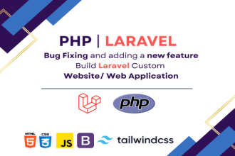develop php laravel web application and fix bugs