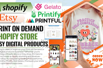 do print on demand shopify store etsy digital product gelato printful printify