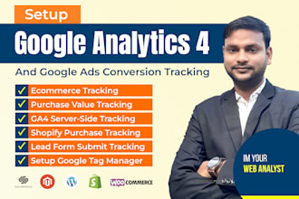 setup google analytics 4, ads conversion tracking shopify ecommerce tracking GTM