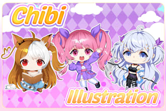 draw cute chibi illustration anime, vtuber very cute style
