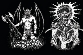 draw detailed dark art, punk, horror, hardcore and anything