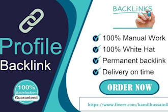 create 350 high quality profile backlinks high da 90 to 100 white hat seo