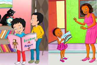 create illustrations for childrens storybooks and book cover