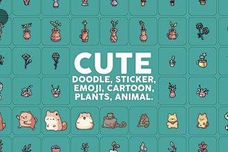 make a cute sticker plants, emoji, animals, objects
