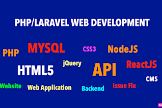 work in laravel web application, website, bug fix and api development