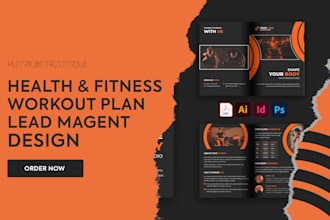 design health and fitness ebook pdf lead magnet, gym book, workout plan in canva