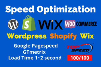 speed up shopify wix and wordpress website on googlepage with gtmetrix
