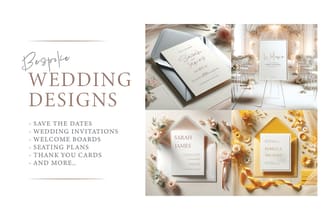 design bespoke wedding invitations, save the dates, welcome boards, and more