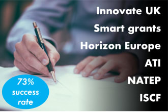 provide grant writing services for innovate UK, horizon, eu funding applications