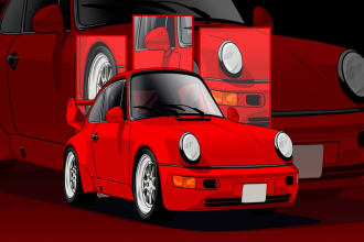 make your car into a funny car illustration cartoon