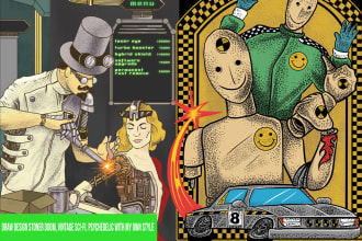 drawing digital art for shirt and merch design with my style