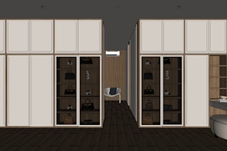 do millwork cabinet 2d floor plan and 3d models