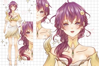 draw live2d model art ready to rig for vtuber