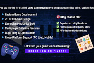 develop mobile game development, unity game development multiplayer 2d 3d game