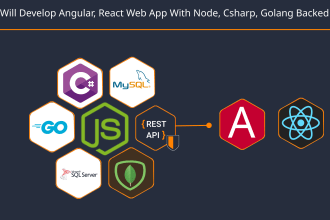 develop angular, react web app with node, csharp, golang backed