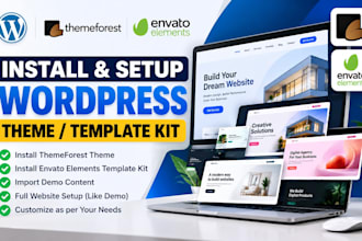 install themeforest wordpress theme, envato elements template kit, import demo
