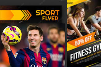 create digital sports flyer fitness flyer gym flyer party flyer or poster flyer