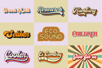 design custom lettering, typography font logo, retro script