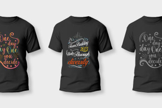 do mind blowing typography tshirt design with your idea