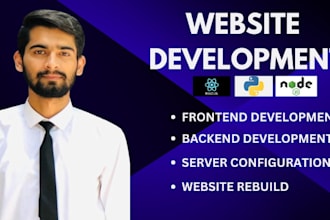 do website development as full stack web developer, backend ,frontend developer