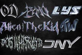 create grunge, y2k, chrome logo for your brand