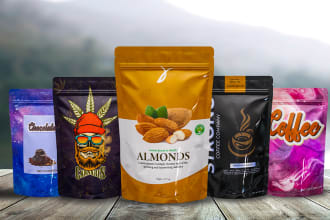 do premium food pouch bag, mylar bag and unique supplement label design