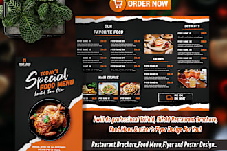 unique food menu design, restaurant menu design,  and flyers