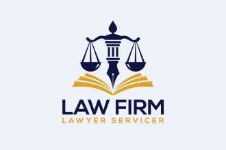 design law, lawyer, law firm, and legal service logo