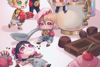 draw cute characters in anime style only chibi
