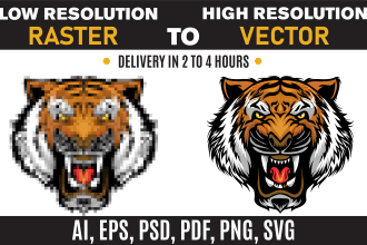 convert raster logo,image in vector file high resolution ai,png,eps