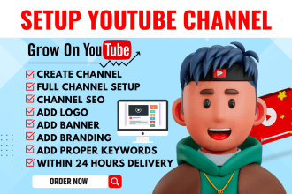 set up youtube channel with logo, banner, SEO