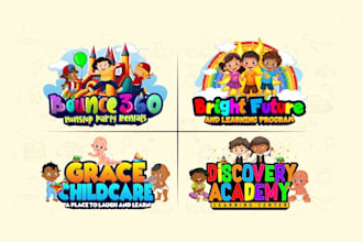 make baby shop, child care, day care, school,and kids logo