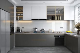 do kitchen interior design and realistic rendering