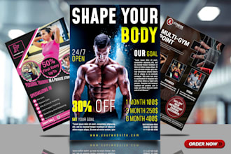 do unique gym flyer, fitness flyer and sports flyer design