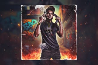 draw freestyle hip hop cartoon album cover art