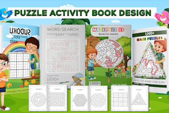 design unique puzzle sudoku crossword mazes search word book for amazon kdp