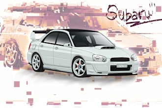 draw photos of cars, car engines, or parts of your vehicle