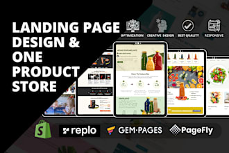build shopify landing page and one product store by replo pagefly, gempages