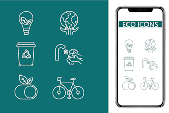 create set of eco and healthy lifestyle icons