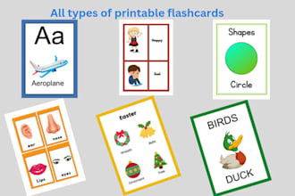design all types of printable flashcards