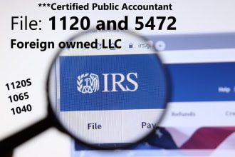 prepare and file US irs income tax returns 1120, 5472, 1065, 1120s, sm de llc