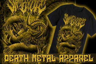 design a metal, brutal, horor t shirt artwork