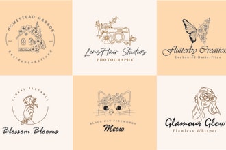 create an elegant hand drawn botanical boho logo design
