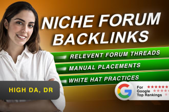 create manually build niche forum seo backlinks for white hat google rankings