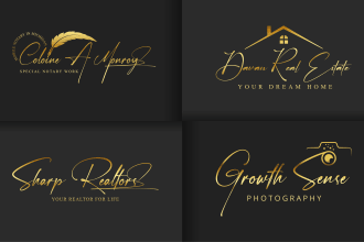 design signature, real estate, notary, photography, script logo
