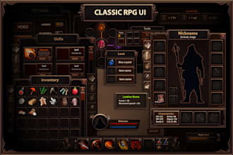 design custom rpg game UI and hud