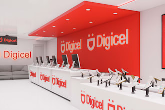 create professional office and shop interior with floor plan