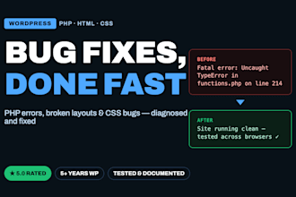 fix wordpress PHP errors and HTML CSS bugs