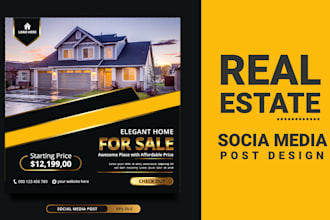design real estate social media posts, instagram posts, facebook posts