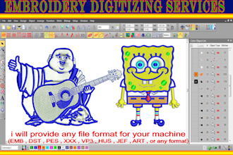 do professional embroider digitizing hat  cap into emb dst